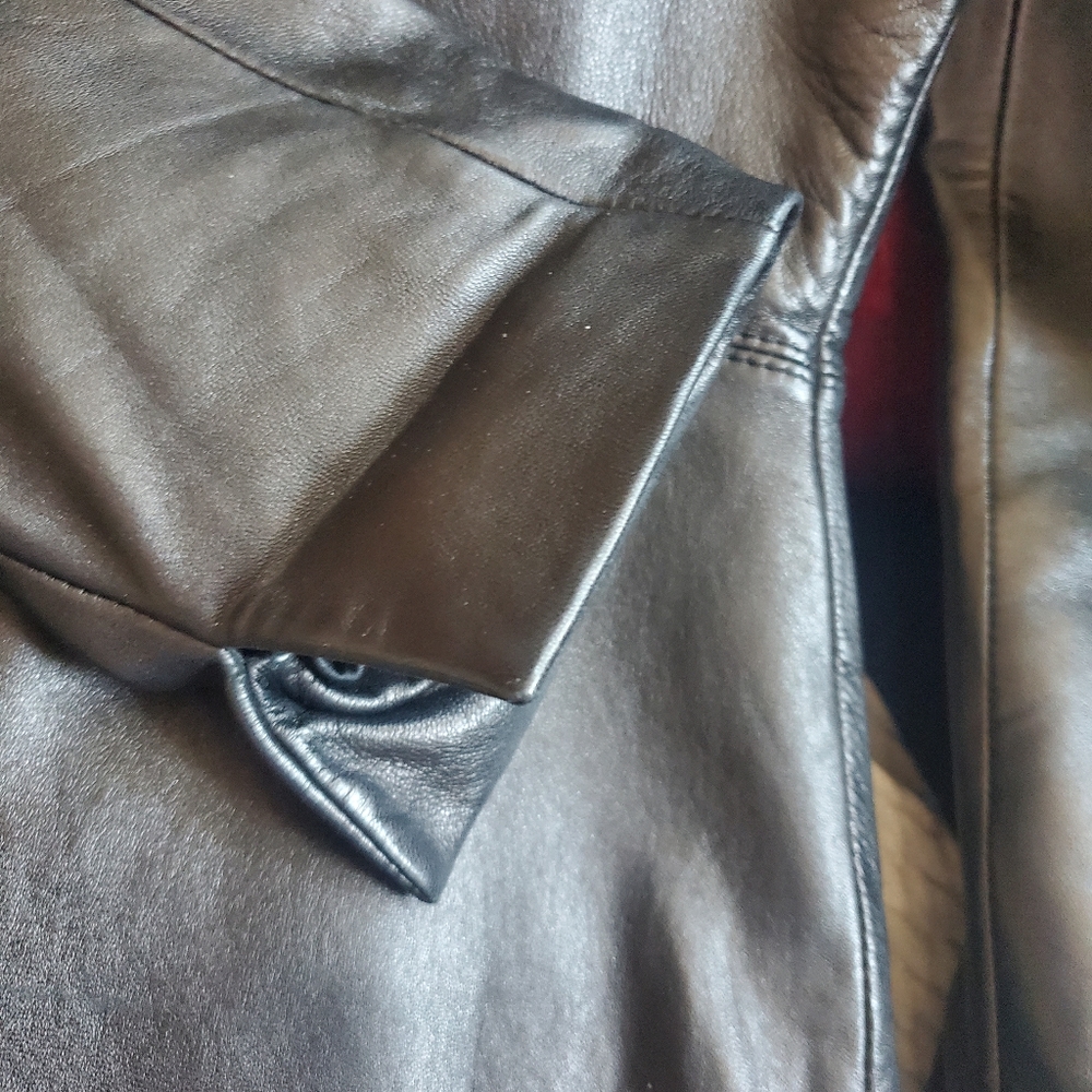 Bebe - Black Leather Three Button Closure Soft Le… - image 8